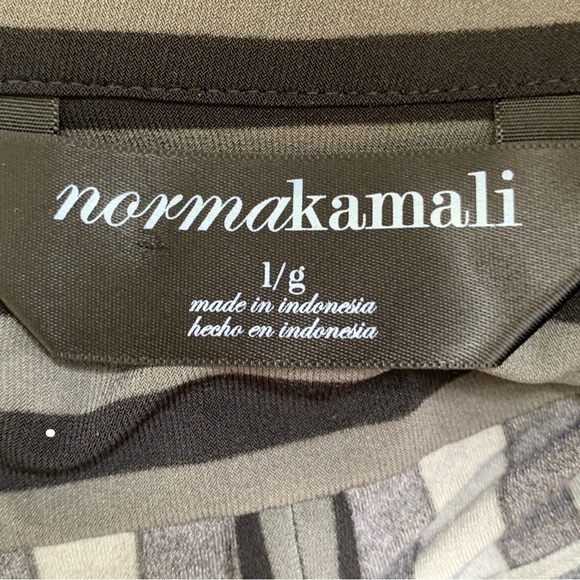 Norma Kamali Shirt Dress Gray Black Vertical Stripe Button Down Classic Collar - Picture 2 of 9